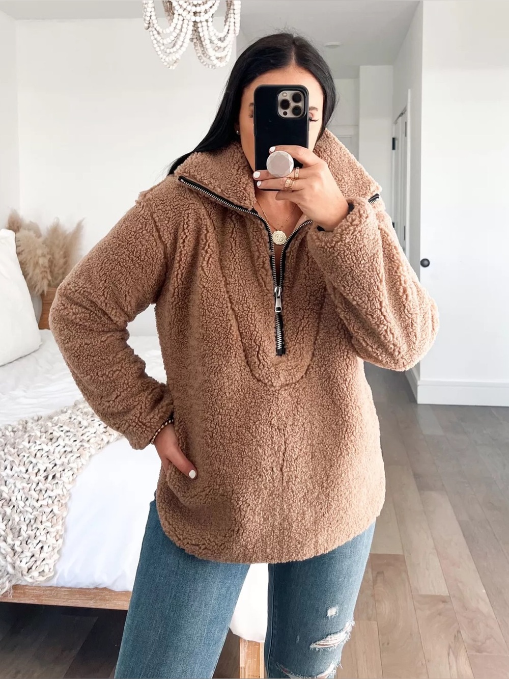 Abercrombie & Fitch Teddy Sherpa Half-Zip size L